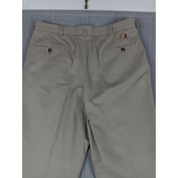 Tommy Hilfiger Vintage Chino Pants 34X31 Khaki Tan Pleated Logo Preppy - Picture 8 of 12